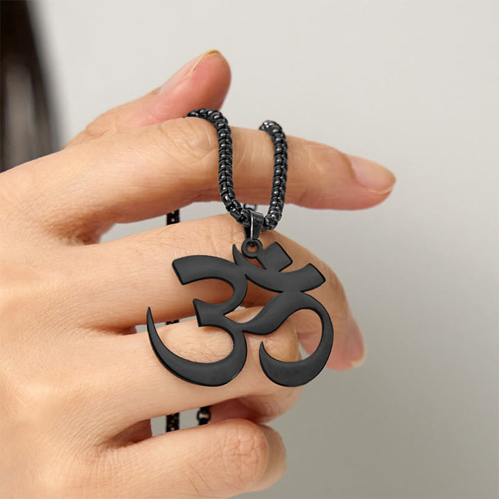 Buddha Stones Om Symbol Mantra Stainless Steel Focus Necklace Pendant - image 20