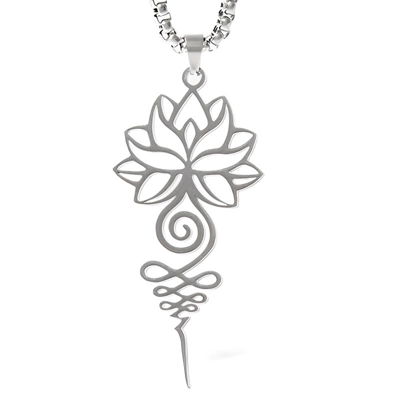 Buddha Stones Lotus Unalome Chakra Symbol Design Stainless Steel Enlightenment Necklace Pendant - image 5