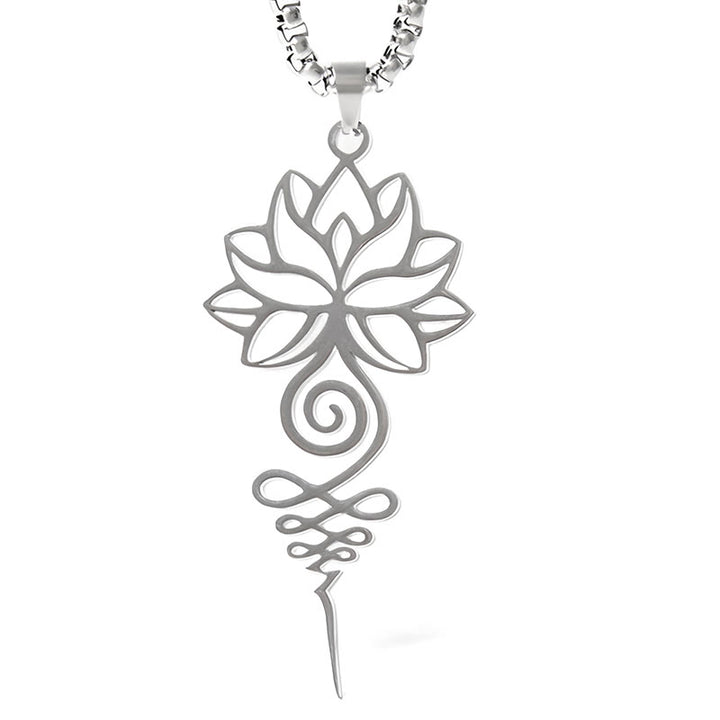 Buddha Stones Lotus Unalome Chakra Symbol Design Stainless Steel Enlightenment Necklace Pendant - image 5