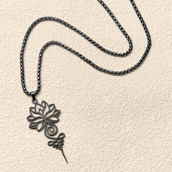 Buddha Stones Lotus Unalome Chakra Symbol Design Stainless Steel Enlightenment Necklace Pendant - image 15