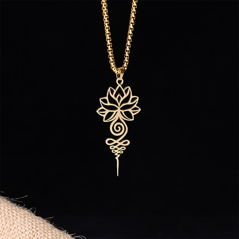 Buddha Stones Lotus Unalome Chakra Symbol Design Stainless Steel Enlightenment Necklace Pendant - image 8