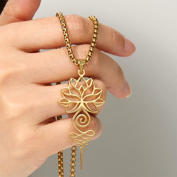 Buddha Stones Lotus Unalome Chakra Symbol Design Stainless Steel Enlightenment Necklace Pendant - image 10