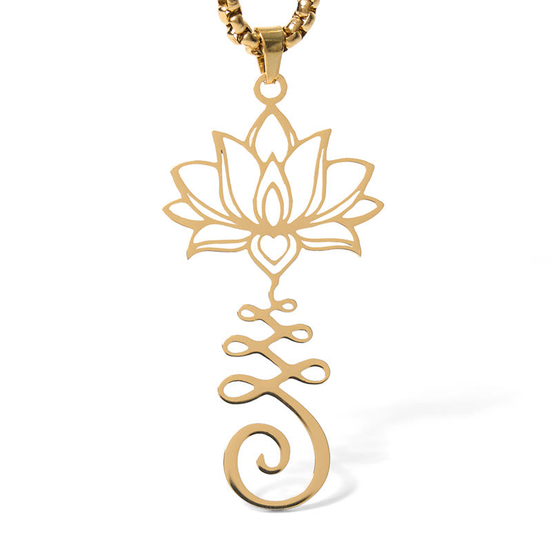 Buddha Stones Chakra Symbol Irregular Design Lotus Stainless Steel Enlightenment Necklace Pendant - image 12