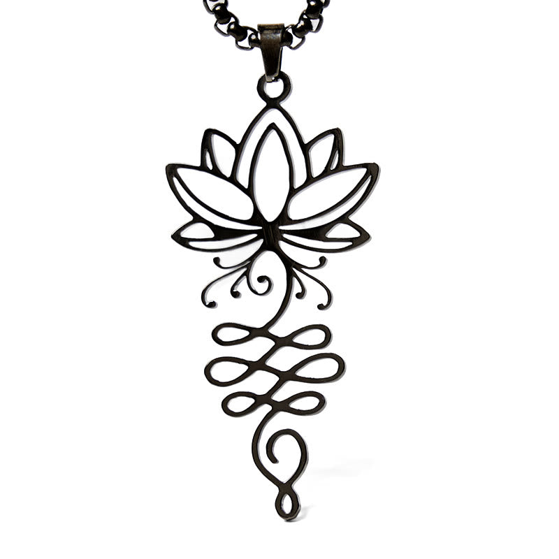 Buddha Stones Lotus Vines Design Chakra Symbol Stainless Steel Enlightenment Necklace Pendant - image 14