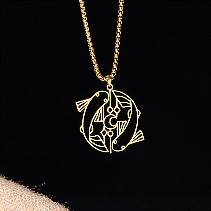 Buddha Stones Vintage Koi Fish Hollow Design Stainless Steel Luck Necklace Pendant - Gold - image 7