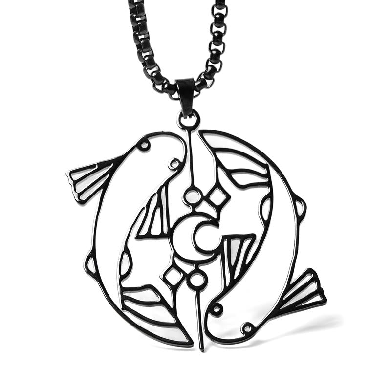 Buddha Stones Vintage Koi Fish Hollow Design Stainless Steel Luck Necklace Pendant - image 18