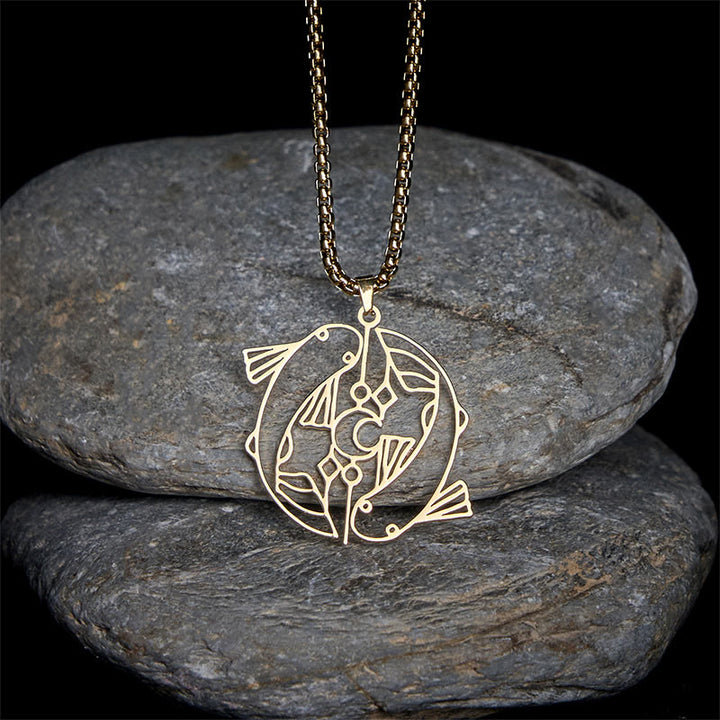 Buddha Stones Vintage Koi Fish Hollow Design Stainless Steel Luck Necklace Pendant - image 8