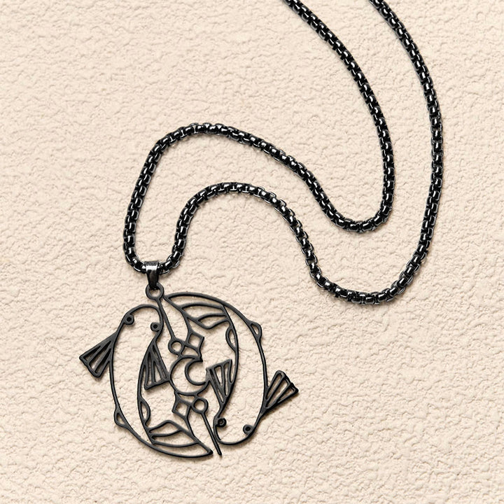 Buddha Stones Vintage Koi Fish Hollow Design Stainless Steel Luck Necklace Pendant - image 16
