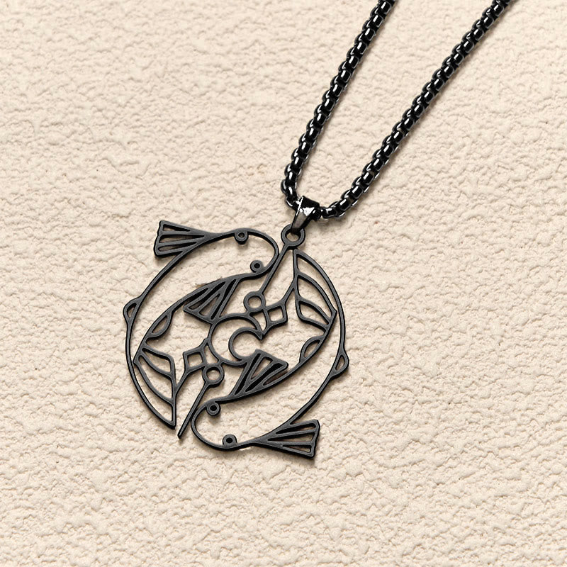 Buddha Stones Vintage Koi Fish Hollow Design Stainless Steel Luck Necklace Pendant - image 15