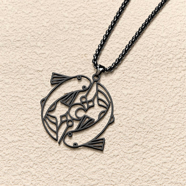Buddha Stones Vintage Koi Fish Hollow Design Stainless Steel Luck Necklace Pendant - image 15