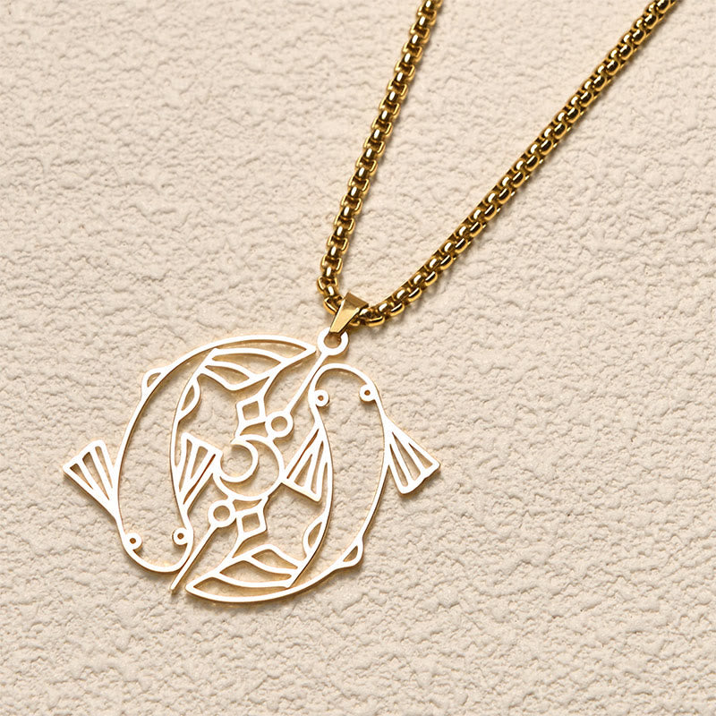 Buddha Stones Vintage Koi Fish Hollow Design Stainless Steel Luck Necklace Pendant - image 9