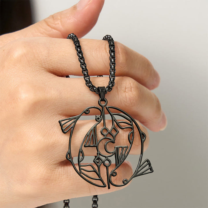Buddha Stones Vintage Koi Fish Hollow Design Stainless Steel Luck Necklace Pendant - image 17