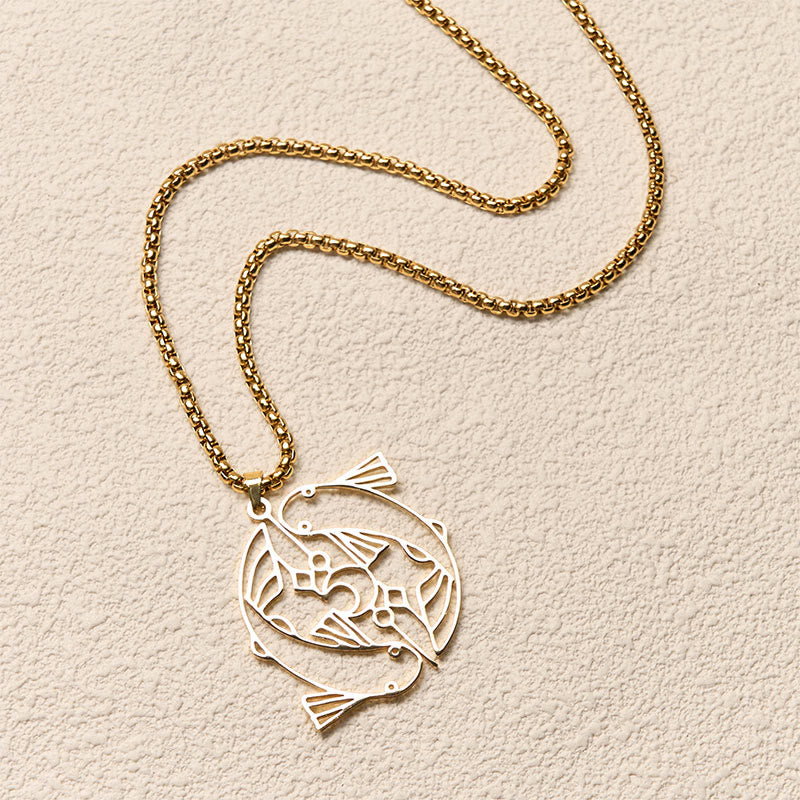 Buddha Stones Vintage Koi Fish Hollow Design Stainless Steel Luck Necklace Pendant - image 10