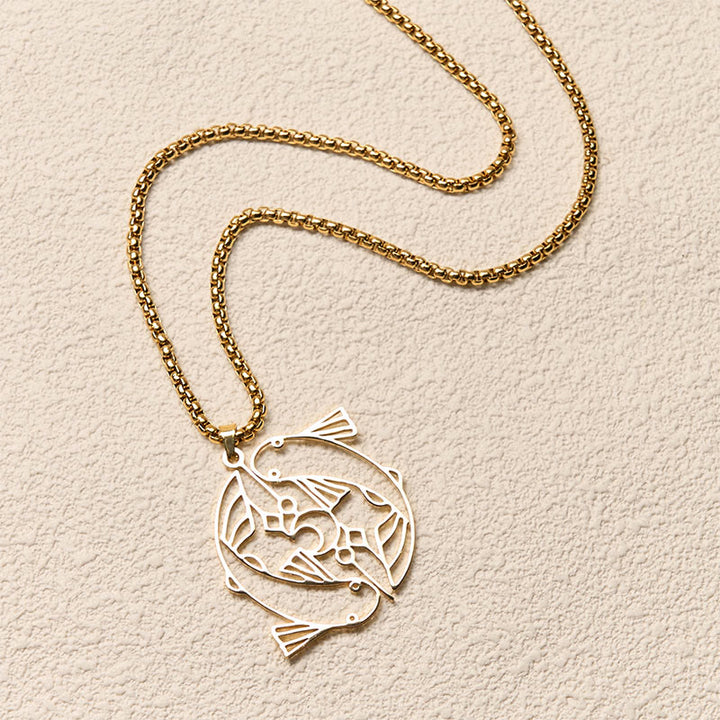 Buddha Stones Vintage Koi Fish Hollow Design Stainless Steel Luck Necklace Pendant - image 10
