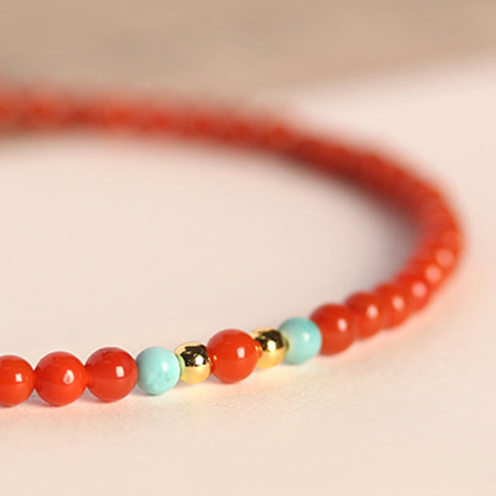 Buddha Stones 3mm Natural South Red Agate Ultra-thin Beads Positive Bracelet - image 3