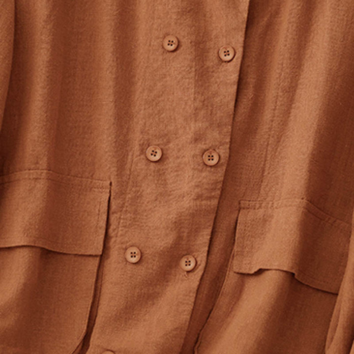 Buddha Stones Double‑Breasted Design Long Sleeve Women's Cotton Jacket With Pockets - image 9