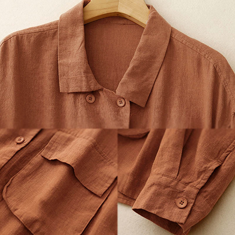 Buddha Stones Double‑Breasted Design Long Sleeve Women's Cotton Jacket With Pockets - image 8