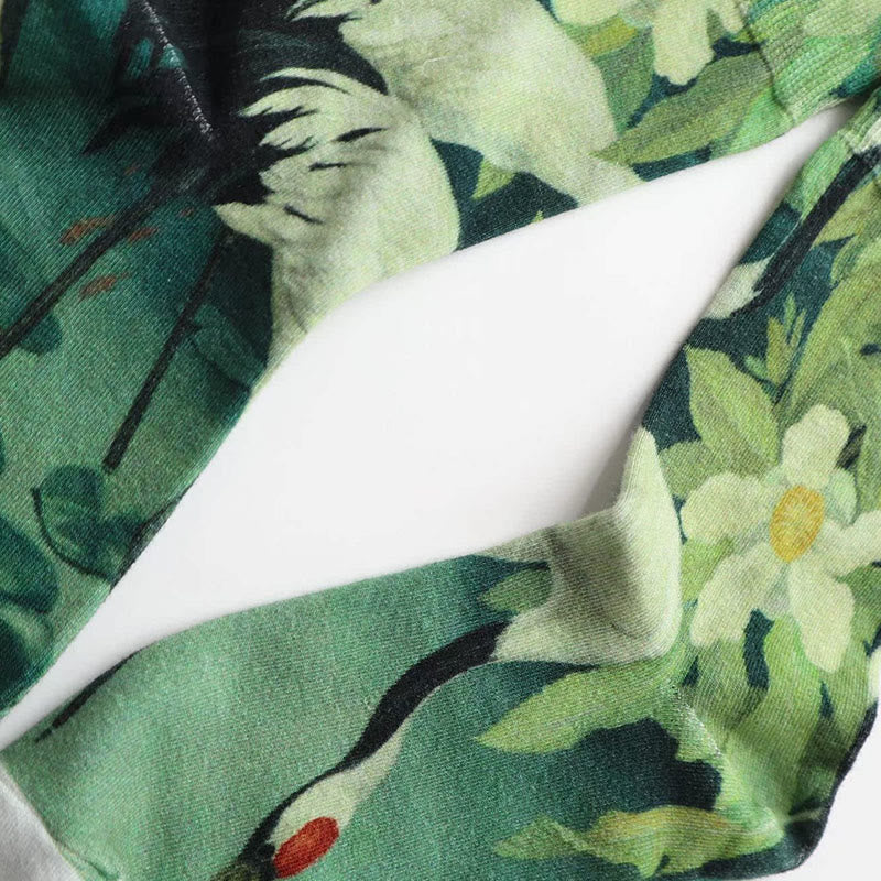 Buddha Stones "Rooted in Stillness" Crane Lotus Koi Fish Women's Socks Includes Gift Message Card - image 4