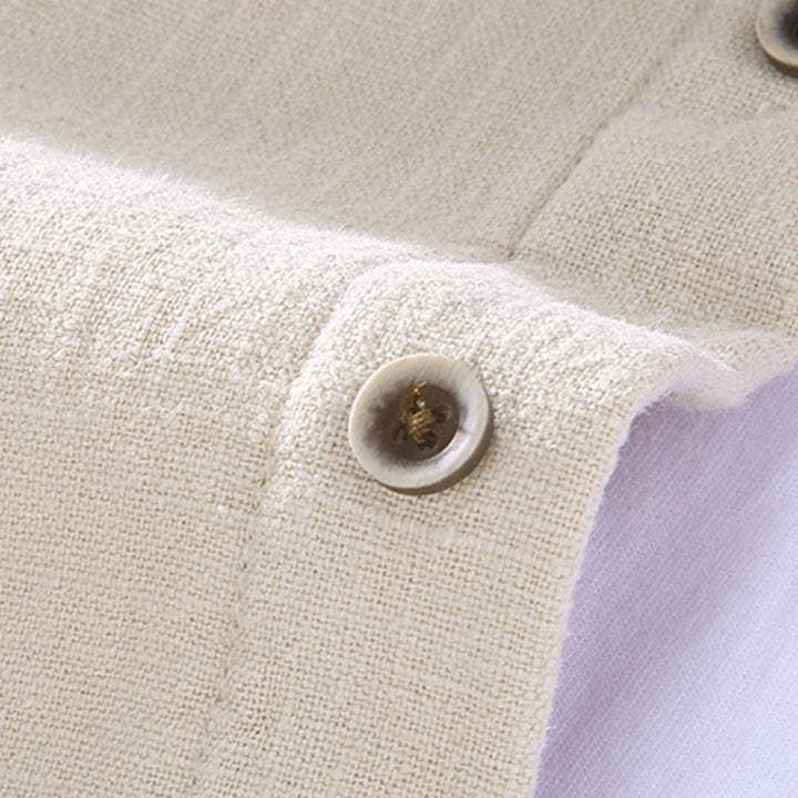 Buddha Stones Men's Stnad Collar Long Sleeve Thermal Fleece-lined Ramie Jacket With Pockets - image 8