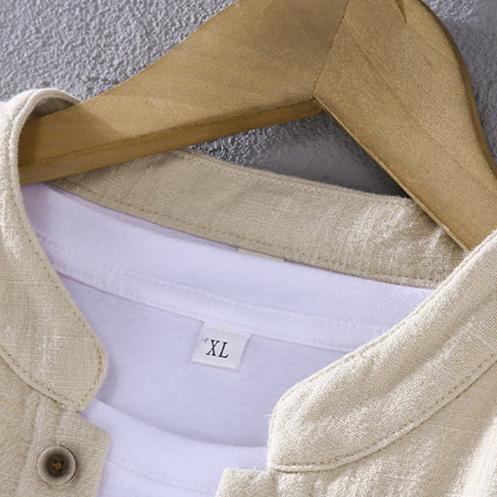 Buddha Stones Men's Stnad Collar Long Sleeve Thermal Fleece-lined Ramie Cotton Jacket With Pockets - image 6