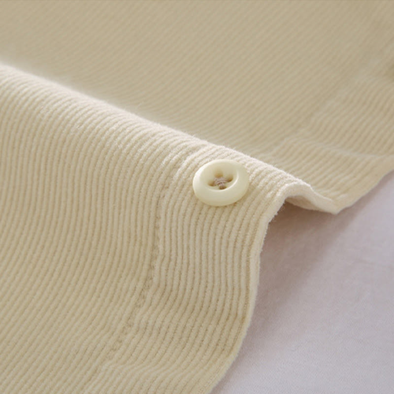 Buddha Stones Men's Solid Color Buttons Design Long Sleeve Pure Cotton Corduroy Shirt - image 10