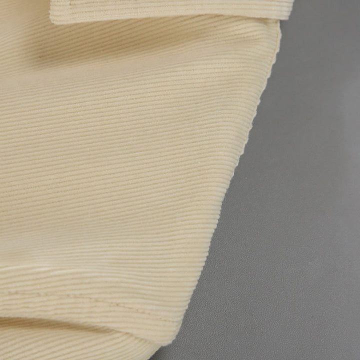 Buddha Stones Men's Solid Color Buttons Design Long Sleeve Pure Cotton Corduroy Shirt - image 8