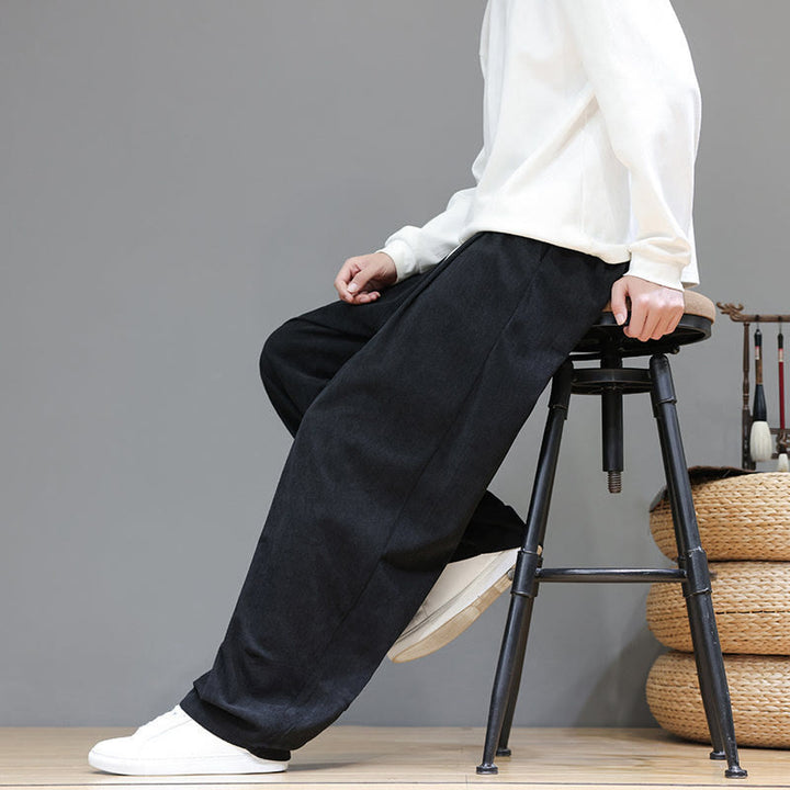 Buddha Stones Plain Color Pure Cotton Corduroy Men's Harem Pants With Pockets - image 33