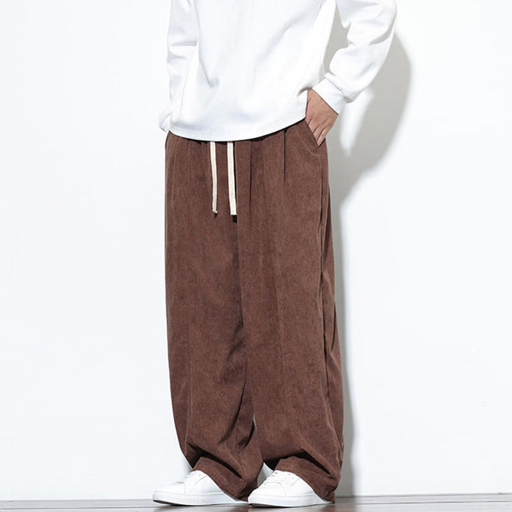 Buddha Stones Plain Drawstring Pure Cotton Corduroy Men's Harem Pants With Pockets - image 34