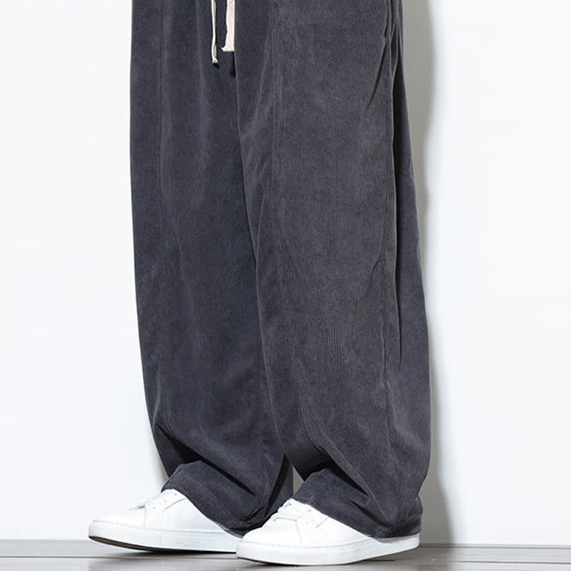 Buddha Stones Plain Drawstring Pure Corduroy Men's Harem Pants With Pockets - image 22