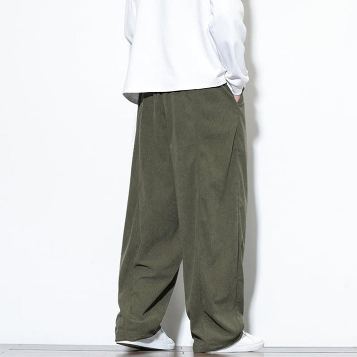 Buddha Stones Plain Drawstring Pure Corduroy Men's Harem Pants With Pockets - image 6