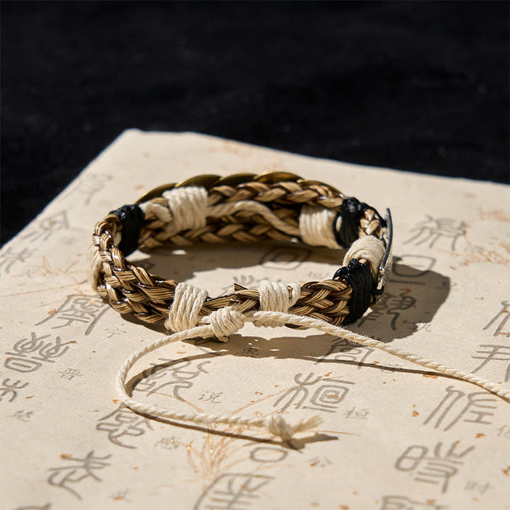 Buddha Stones Five-emperor Coins Amulet Protection Rope Bracelet  - image 3