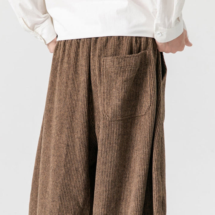 Buddha Stones Daily Solid Color Drawstring Design Men's Wide Leg Cotton Pants With Pockets - image 22