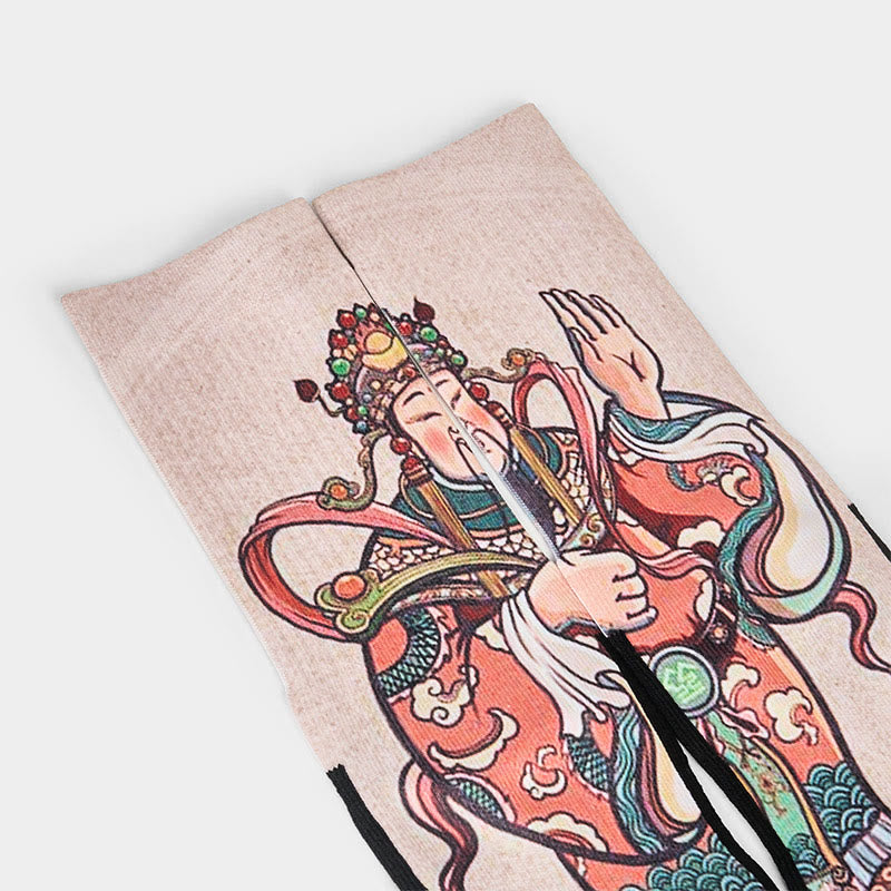 Buddha Stones Casual God Of Wealth Ruyi Handle Micro Crew Men Women Unisex Socks - image 2