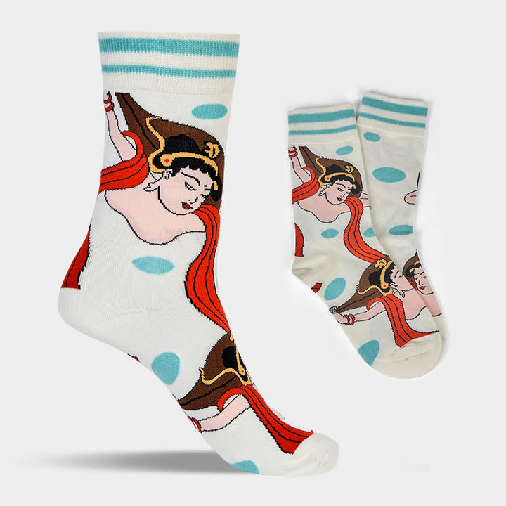 Buddha Stones "The Power of Mind" Casual Dunhuang Feitian Women's Socks Includes Gift Message Card - image 3