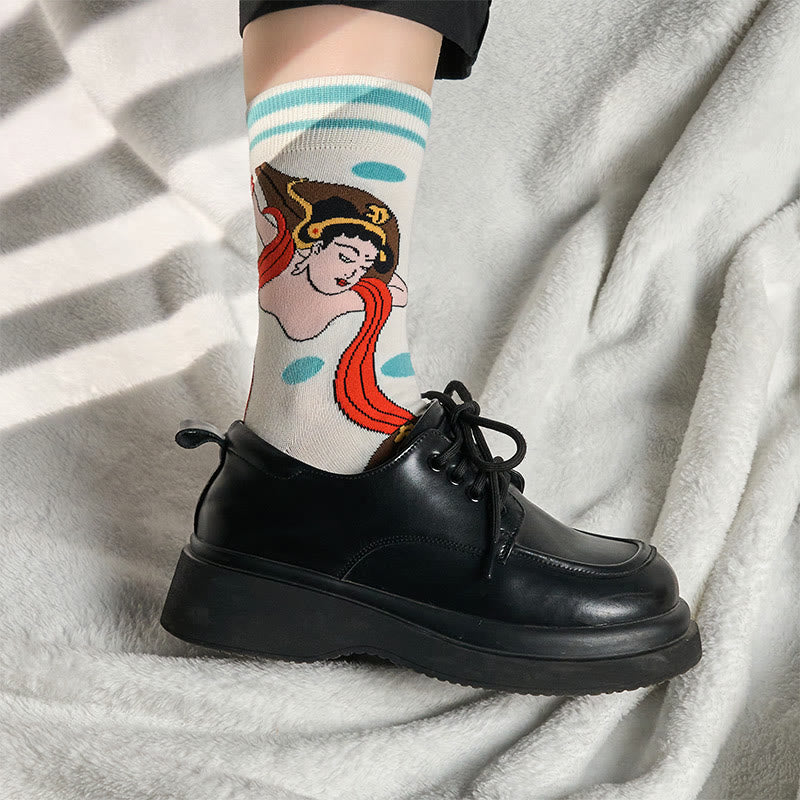 Buddha Stones "The Power of Mind" Casual Dunhuang Feitian Women's Socks Includes Gift Message Card - image 6