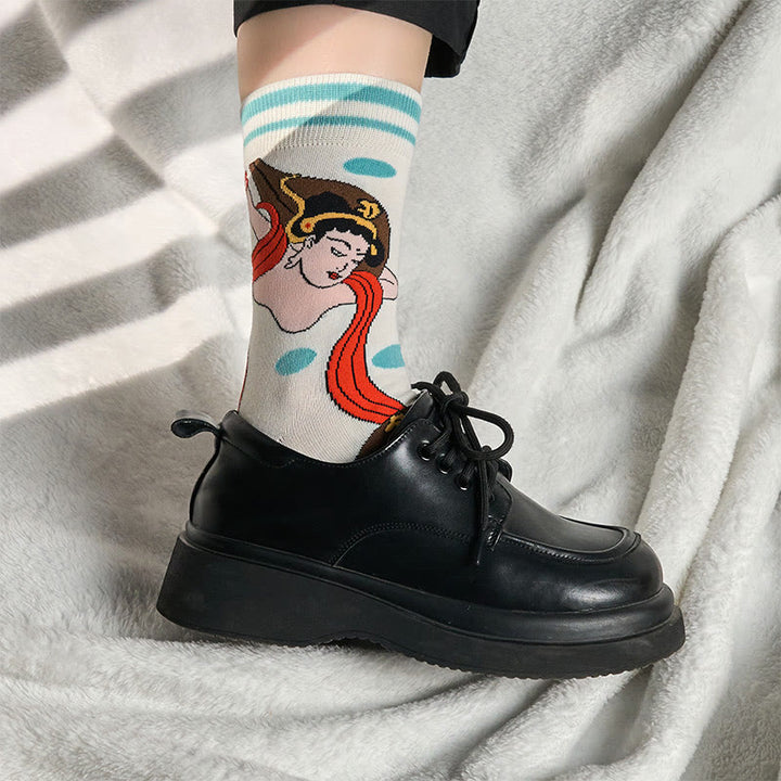 Buddha Stones "The Power of Mind" Casual Dunhuang Feitian Women's Socks Includes Gift Message Card - image 6