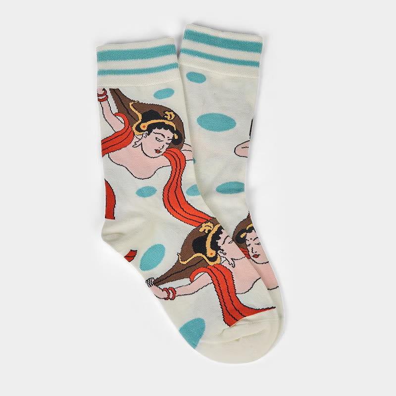 Buddha Stones "The Power of Mind" Casual Dunhuang Feitian Women's Socks Includes Gift Message Card - image 8