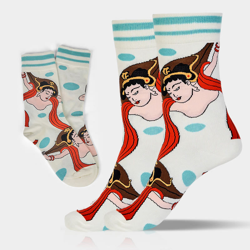 Buddha Stones "The Power of Mind" Casual Dunhuang Feitian Women's Socks Includes Gift Message Card - image 4