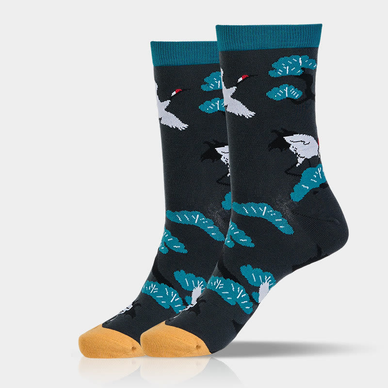 Buddha Stones "Create Yourself" White Crane Pine Tree Women's Socks Includes Gift Message Card - image 8