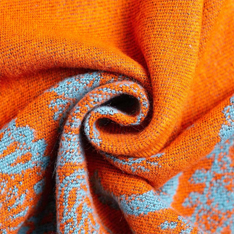 Buddha Stones Fall Winter Tibetan Paisley Pattern Shawl Thermal Cozy Unisex Scarf Wrap - IndianRed - image 1