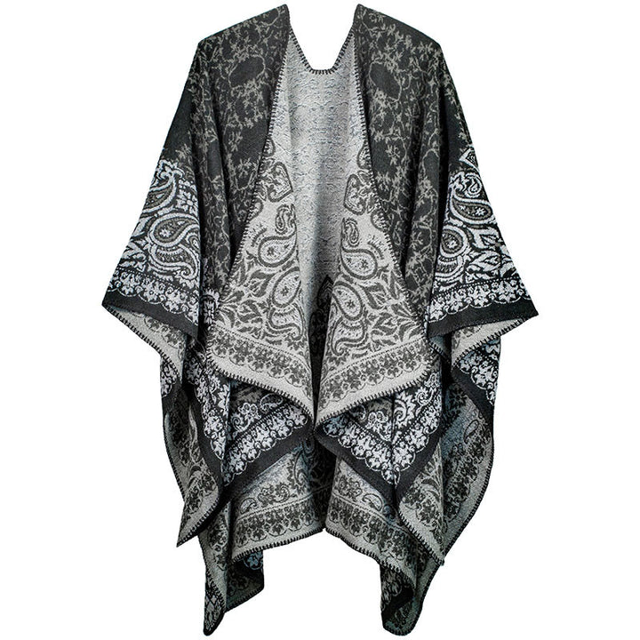 Buddha Stones Tibetan Color Contrast Design Paisley Floral Pattern Cozy Scarf Unisex Shawl - Black - image 5