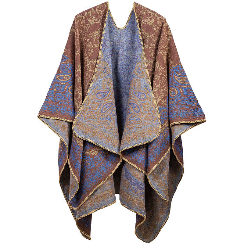 Buddha Stones Tibetan Color Contrast Design Paisley Floral Pattern Cozy Scarf Unisex Shawl - RosyBrown - image 7