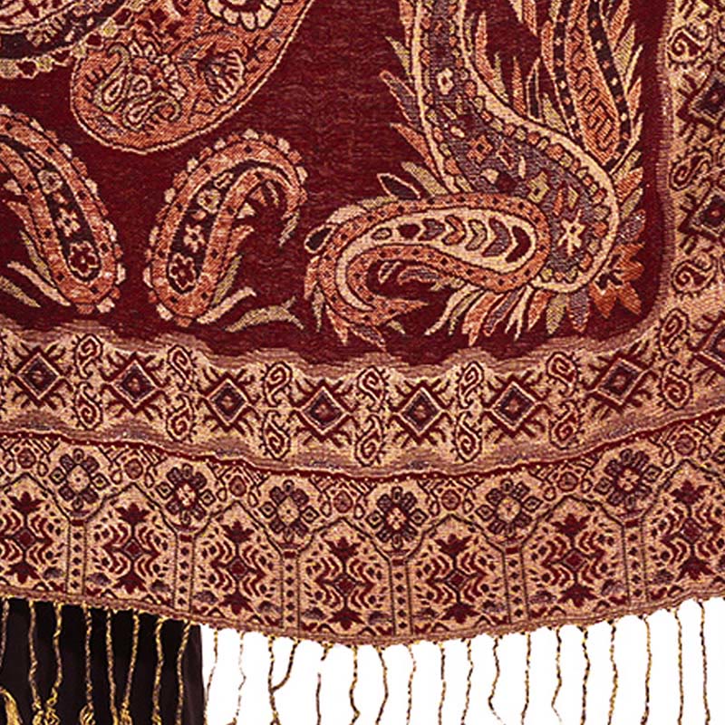 Buddha Stones Bohemia Style Tibetan Paisley Floral Pattern Tassel Cozy Scarf Shawl - DarkGreen - 70*180 cm - image 0