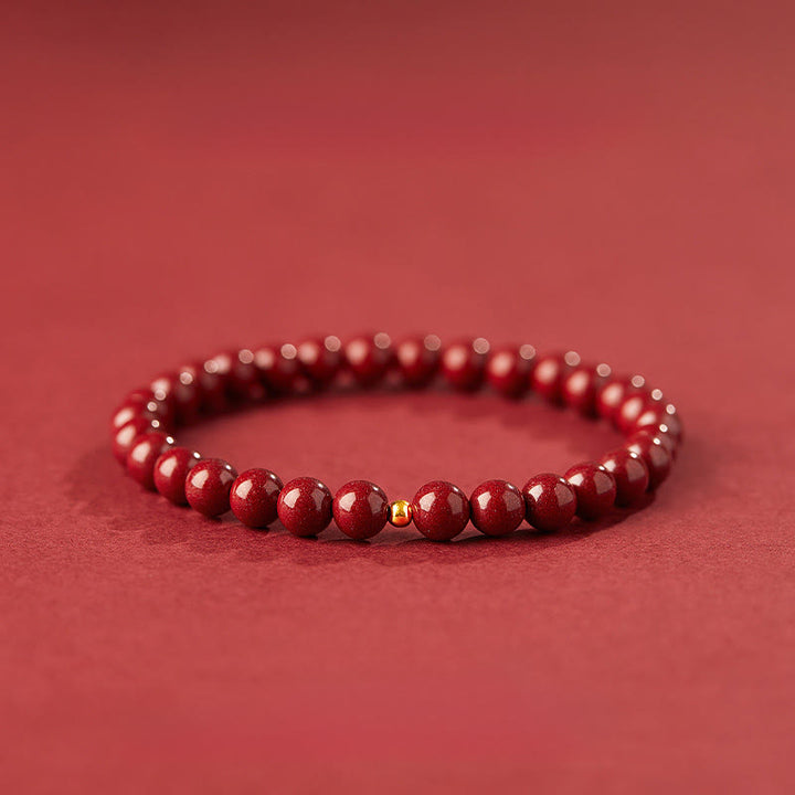 Buddha Stones 999 Gold Cinnabar Simple Design Concentration Bracelet - image 14