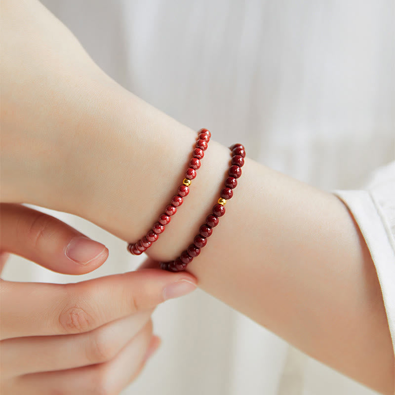 Buddha Stones 999 Gold Cinnabar Simple Design Concentration Bracelet - image 13