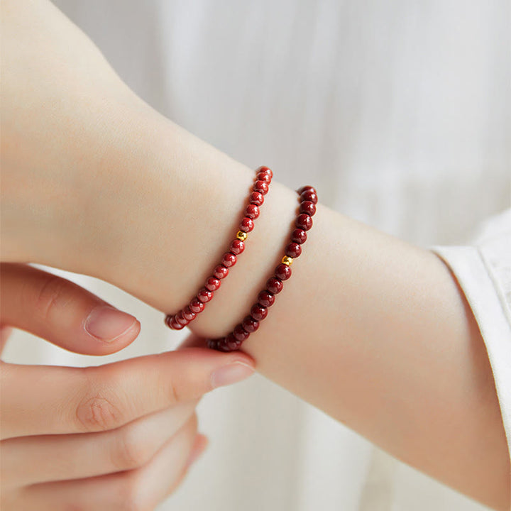 Buddha Stones 999 Gold Cinnabar Simple Design Concentration Bracelet - image 13
