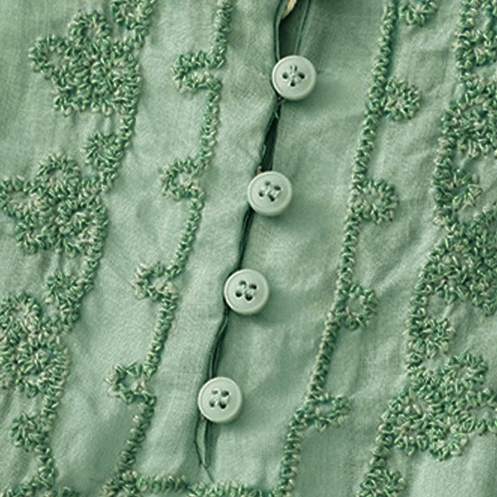 Buddha Stones Casual Women's Plain Frog Buckle Design Half Sleeve Shirt - image 21