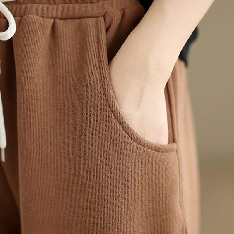 Buddha Stones Solid Color Drawstring Women's Wide Leg Pants With Pockets - image 8
