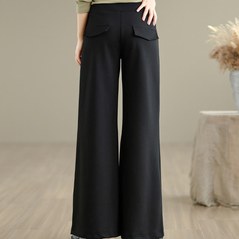 Buddha Stones Plain Drawstring Cotton Polyester Women's Wide Leg Pants With Pockets - image 18