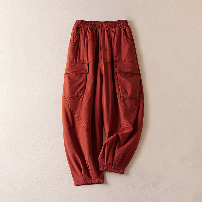 Buddha Stones Plain Women's Harem Thick Pants With Pockets - FireBrick - US8-10，UK/AU12-14，EU40-42 (2XL) - image 15